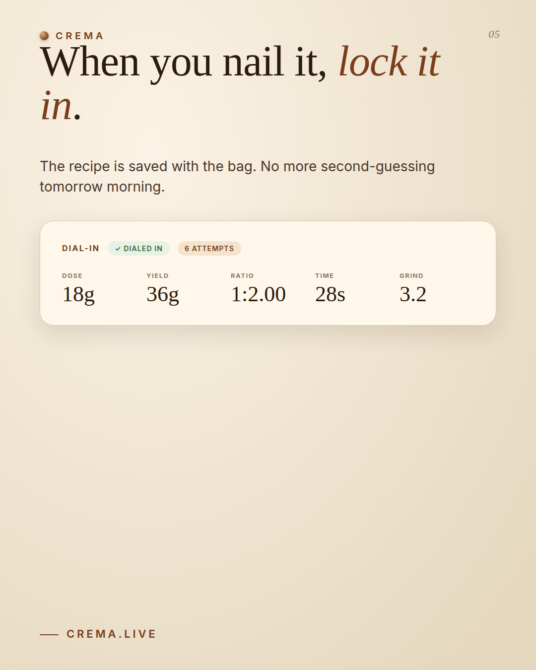 Slide 5 · Lock the recipe