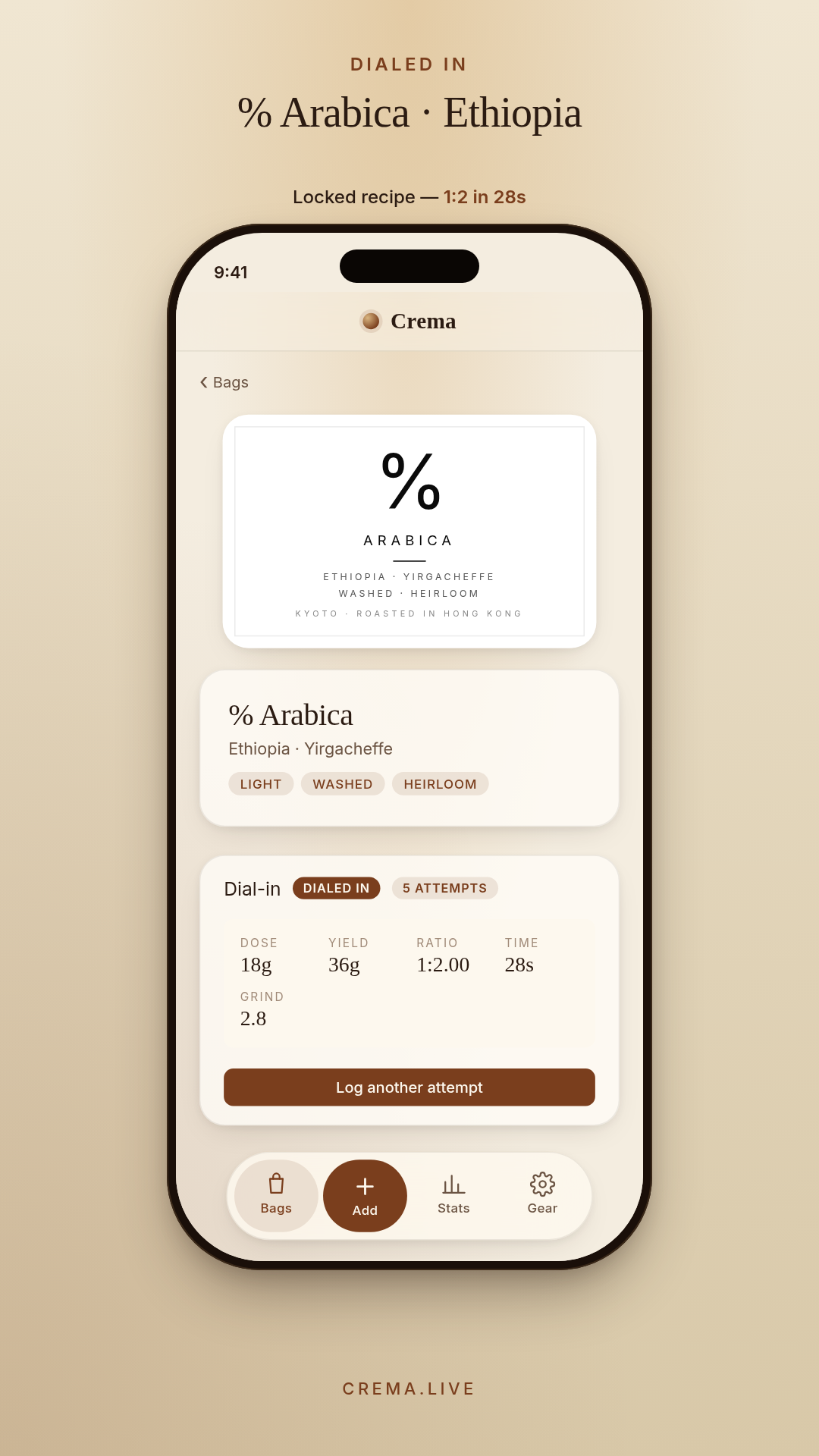 % Arabica dialed in